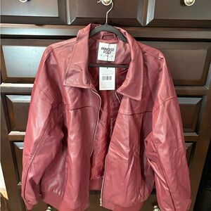 Princess Polly Red Faux Leather Bomber Jacket